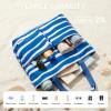 image:imageG4Free Beach Bags for Women Sandproof Foldable Beach Bag Tote with Waterproof Compartment Pool TravelBlue Ripple