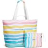 image:imageG4Free Beach Bags for Women Sandproof Foldable Beach Bag Tote with Waterproof Compartment Pool TravelRainbow Ripple