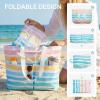 image:imageG4Free Beach Bags for Women Sandproof Foldable Beach Bag Tote with Waterproof Compartment Pool TravelRainbow Ripple