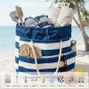 image:imageG4Free Canvas Beach Bag Waterproof Sandproof Large Beach Tote Bags for Women Pool Swim Travel GroceryBlue