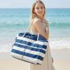 image:imageG4Free Canvas Beach Bag Waterproof Sandproof Large Beach Tote Bags for Women Pool Swim Travel GroceryBlue