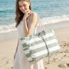 image:imageG4Free Canvas Beach Bag Waterproof Sandproof Large Beach Tote Bags for Women Pool Swim Travel GroceryGreen