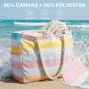 image:imageG4Free Canvas Beach Bag Waterproof Sandproof Large Beach Tote Bags for Women Pool Swim Travel GroceryPink