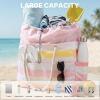 image:imageG4Free Canvas Beach Bag Waterproof Sandproof Large Beach Tote Bags for Women Pool Swim Travel GroceryPink