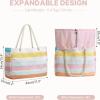 image:imageG4Free Canvas Beach Bag Waterproof Sandproof Large Beach Tote Bags for Women Pool Swim Travel GroceryPink