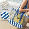 image:imageG4Free Mesh Beach Bags for Women Men Extra Large Packable Beach Tote Bag Reversible Travel Pool ShoppingBlue  Yellow