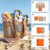 image:imageG4Free Mesh Beach Bags for Women Men Extra Large Packable Beach Tote Bag Reversible Travel Pool ShoppingBrown  Orange