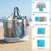 image:imageG4Free Mesh Beach Bags for Women Men Extra Large Packable Beach Tote Bag Reversible Travel Pool ShoppingGrey  Blue