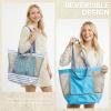 image:imageG4Free Mesh Beach Bags for Women Men Extra Large Packable Beach Tote Bag Reversible Travel Pool ShoppingGrey  Blue