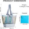 image:imageG4Free Mesh Beach Bags for Women Men Extra Large Packable Beach Tote Bag Reversible Travel Pool ShoppingGrey  Blue
