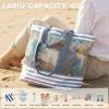 image:imageG4Free Mesh Beach Bags for Women Men Extra Large Packable Beach Tote Bag Reversible Travel Pool ShoppingGrey  Blue
