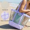 image:imageG4Free Mesh Beach Bags for Women Men Extra Large Packable Beach Tote Bag Reversible Travel Pool ShoppingPurple  Green