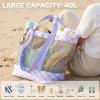 image:imageG4Free Mesh Beach Bags for Women Men Extra Large Packable Beach Tote Bag Reversible Travel Pool ShoppingPurple  Green