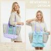image:imageG4Free Mesh Beach Bags for Women Men Extra Large Packable Beach Tote Bag Reversible Travel Pool ShoppingPurple  Green