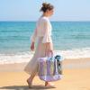 image:imageG4Free Mesh Beach Bags for Women Men Extra Large Packable Beach Tote Bag Reversible Travel Pool ShoppingPurple  Green