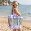 image:imageG4Free Mesh Beach Bags for Women Men Extra Large Packable Beach Tote Bag Reversible Travel Pool ShoppingPurple  Green