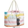 image:imageG4Free Canvas Beach Bag Waterproof Sandproof Large Beach Tote Bags for Women Pool Swim Travel GroceryPink
