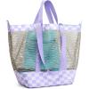 image:imageG4Free Mesh Beach Bags for Women Men Extra Large Packable Beach Tote Bag Reversible Travel Pool ShoppingPurple  Green