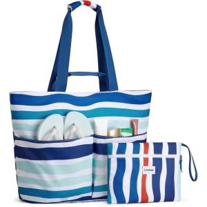 image:imageG4Free Beach Bags for Women Sandproof Foldable Beach Bag Tote with Waterproof Compartment Pool TravelColorful Ripple