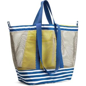 image:imageG4Free Mesh Beach Bags for Women Men Extra Large Packable Beach Tote Bag Reversible Travel Pool ShoppingBlue  Yellow