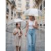 image:imageG4Free 52 inch Clear Bubble Umbrella Large Canopy Transparent Dome Coverage Stick Umbrella J Hook Handle European Style for WeddingsPromGraduation and Outdoor EventsLemonade Trim