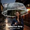 image:imageG4Free 52 inch Clear Bubble Umbrella Large Canopy Transparent Dome Coverage Stick Umbrella J Hook Handle European Style for WeddingsPromGraduation and Outdoor EventsClearReflective Trim
