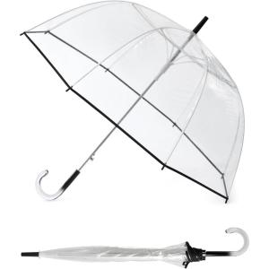 image:imageG4Free 52 inch Clear Bubble Umbrella Large Canopy Transparent Dome Coverage Stick Umbrella J Hook Handle European Style for WeddingsPromGraduation and Outdoor EventsBlack Trim