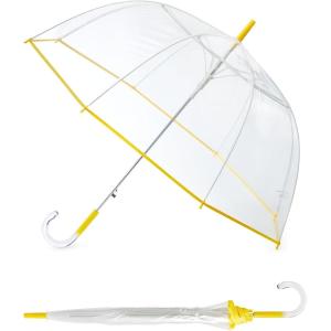 image:imageG4Free 52 inch Clear Bubble Umbrella Large Canopy Transparent Dome Coverage Stick Umbrella J Hook Handle European Style for WeddingsPromGraduation and Outdoor EventsLemonade Trim