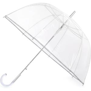 image:imageG4Free 52 inch Clear Bubble Umbrella Large Canopy Transparent Dome Coverage Stick Umbrella J Hook Handle European Style for WeddingsPromGraduation and Outdoor EventsClearReflective Trim