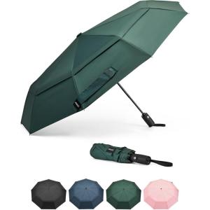 image:imageG4Free Strong Windproof Travel Umbrella 42 Inch Compact Umbrellas for Rain amp Sun with Double Canopy Automatic Portable DurableDark Green