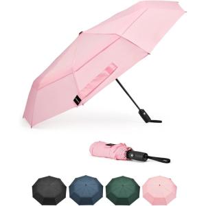 image:imageG4Free Strong Windproof Travel Umbrella 42 Inch Compact Umbrellas for Rain amp Sun with Double Canopy Automatic Portable DurablePink