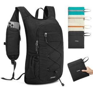 image:imageG4Free 20L Hiking Backpack Lightweight Daypack with Phone Pocket Small Packable Foldable Hiking Bag for Women Men BlackBlack