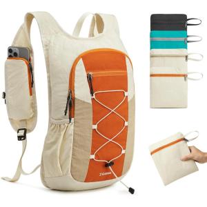 image:imageG4Free 20L Hiking Backpack Lightweight Daypack with Phone Pocket Small Packable Foldable Hiking Bag for Women Men BlackOrangebeige