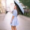 image:imageG4Free Mini Travel Folding Umbrella for Purse Compact UPF 50 UV Protection Sun amp Rain Small Umbrella Lightweight Portable Parasol Fits in Pocket Wallet for Women MenLightBlue