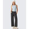 image:imageG4Free Ribbed Ankle Pants for Women 78 Length Wide Leg Yoga Pants with Pockets Casual TravelBlack