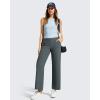 image:imageG4Free Ribbed Ankle Pants for Women 78 Length Wide Leg Yoga Pants with Pockets Casual TravelDark Gray
