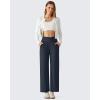 image:imageG4Free Ribbed Ankle Pants for Women 78 Length Wide Leg Yoga Pants with Pockets Casual TravelDark Navy
