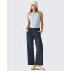 image:imageG4Free Ribbed Ankle Pants for Women 78 Length Wide Leg Yoga Pants with Pockets Casual TravelDark Navy