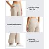 image:imageG4Free Ribbed Ankle Pants for Women 78 Length Wide Leg Yoga Pants with Pockets Casual TravelLight Khaki