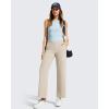 image:imageG4Free Ribbed Ankle Pants for Women 78 Length Wide Leg Yoga Pants with Pockets Casual TravelLight Khaki