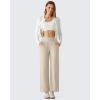 image:imageG4Free Ribbed Ankle Pants for Women 78 Length Wide Leg Yoga Pants with Pockets Casual TravelLight Khaki