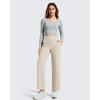 image:imageG4Free Ribbed Ankle Pants for Women 78 Length Wide Leg Yoga Pants with Pockets Casual TravelLight Khaki