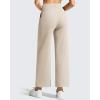 image:imageG4Free Ribbed Ankle Pants for Women 78 Length Wide Leg Yoga Pants with Pockets Casual TravelLight Khaki