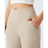 image:imageG4Free Ribbed Ankle Pants for Women 78 Length Wide Leg Yoga Pants with Pockets Casual TravelLight Khaki