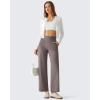 image:imageG4Free Ribbed Ankle Pants for Women 78 Length Wide Leg Yoga Pants with Pockets Casual TravelTaupe