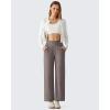 image:imageG4Free Ribbed Ankle Pants for Women 78 Length Wide Leg Yoga Pants with Pockets Casual TravelTaupe