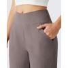 image:imageG4Free Ribbed Ankle Pants for Women 78 Length Wide Leg Yoga Pants with Pockets Casual TravelTaupe