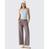 image:imageG4Free Ribbed Ankle Pants for Women 78 Length Wide Leg Yoga Pants with Pockets Casual TravelTaupe