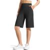 image:imageG4Free Ribbed Bermuda Shorts for Women 1011 High Waisted Crossover Shorts with Pockets for Workout Casual SummerBlack