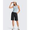 image:imageG4Free Ribbed Bermuda Shorts for Women 1011 High Waisted Crossover Shorts with Pockets for Workout Casual SummerBlack